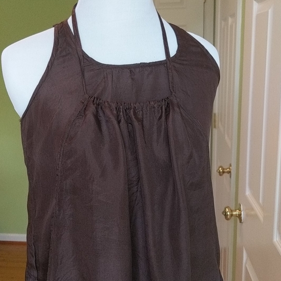 Silk Halter Mini Dress in Rich Brown, Size XS - Picture 6 of 8